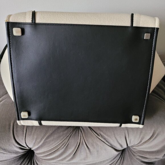 CELINE White Canvas And Black Leather trim Phantom Medium Tote Bag. - Picture 15 of 16